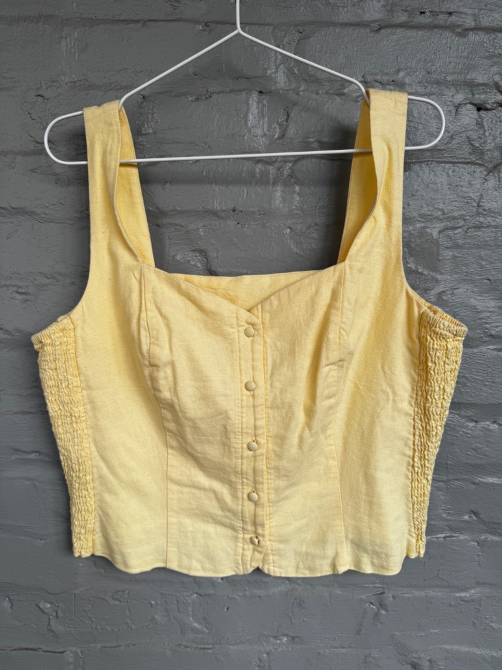 Button Front Linen Blend Summer Top - Picture 2 of 5